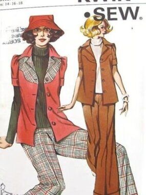 Vintage Kwik Sew 442 Top & Wide Leg Pant Misses 14,16,18